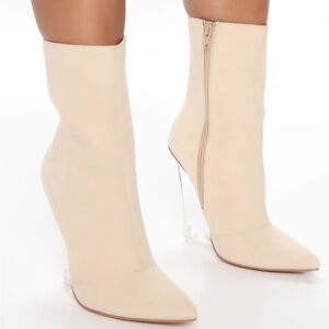 FASHION NOVA Francoise Wedge Booties Size 10 Nude. NWT and box! Never worn!